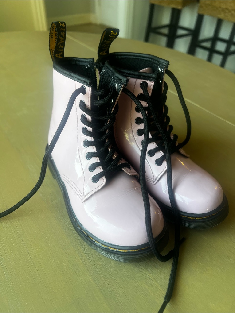 Pink Dr.Martens Lace-Up Combat Boots
